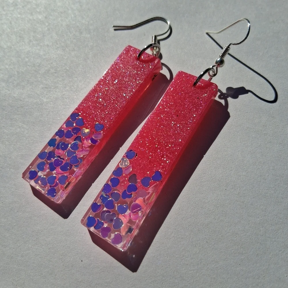 Hand Crafted Pink Dangle Earrings